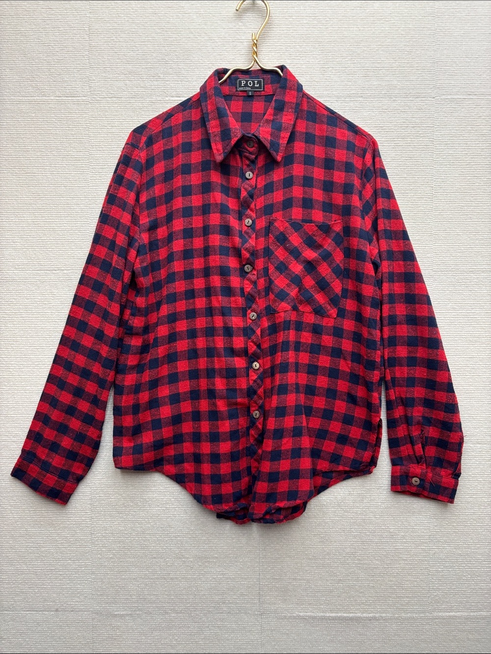 Pol small Red and blue Buffalo Check Button-Down